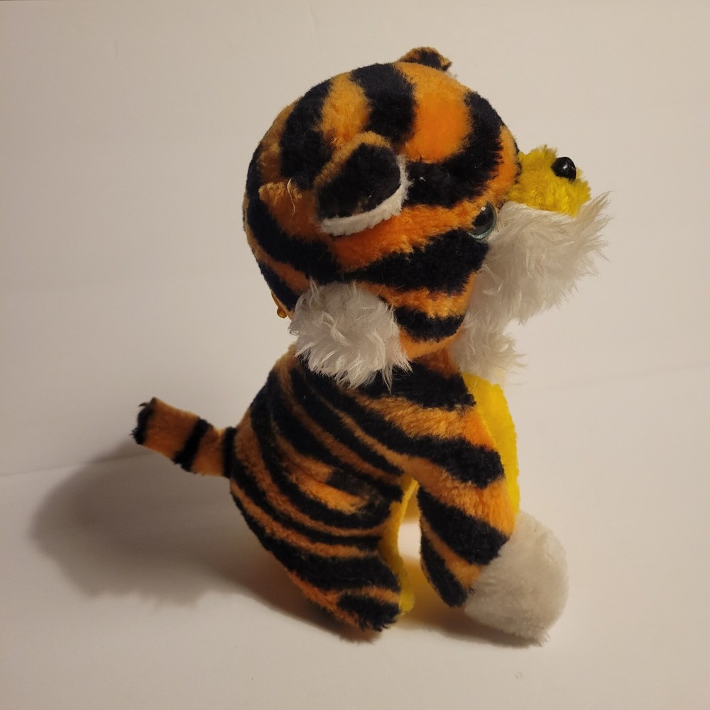 Vintage Stuffed Plush Animal Bengal Tiger Orange Black Kids Carnival Prize Toy