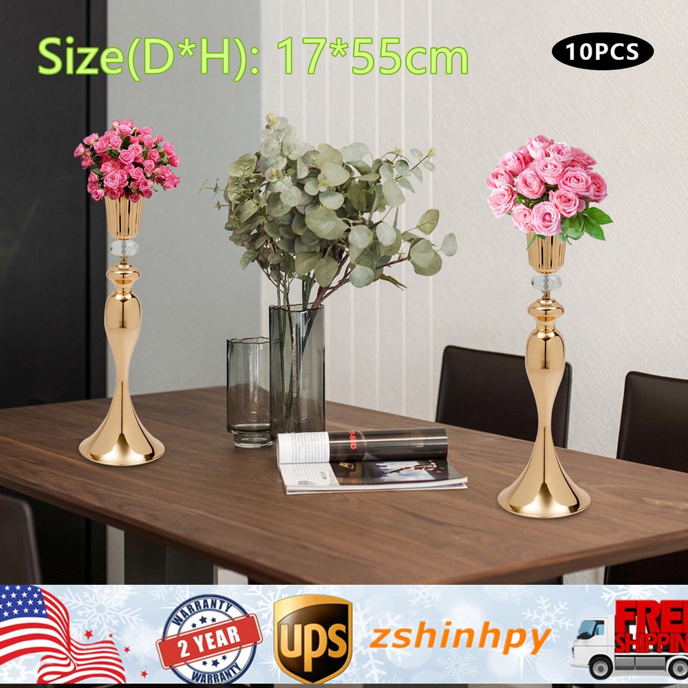10 Pcs 21.7'' Tall Metal Trumpet Vase Wedding Centerpiece Table Decorative Vase