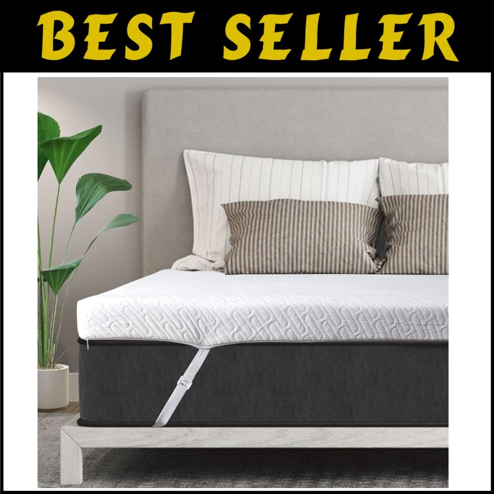 Cooling Gel-Infused Full Size Mattress Topper with Removable Bamboo Fiber Cover