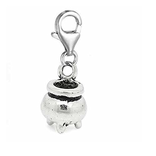 Halloween Witch Cauldron Kettle Pendant for European Clip on Jewelry with Lobste