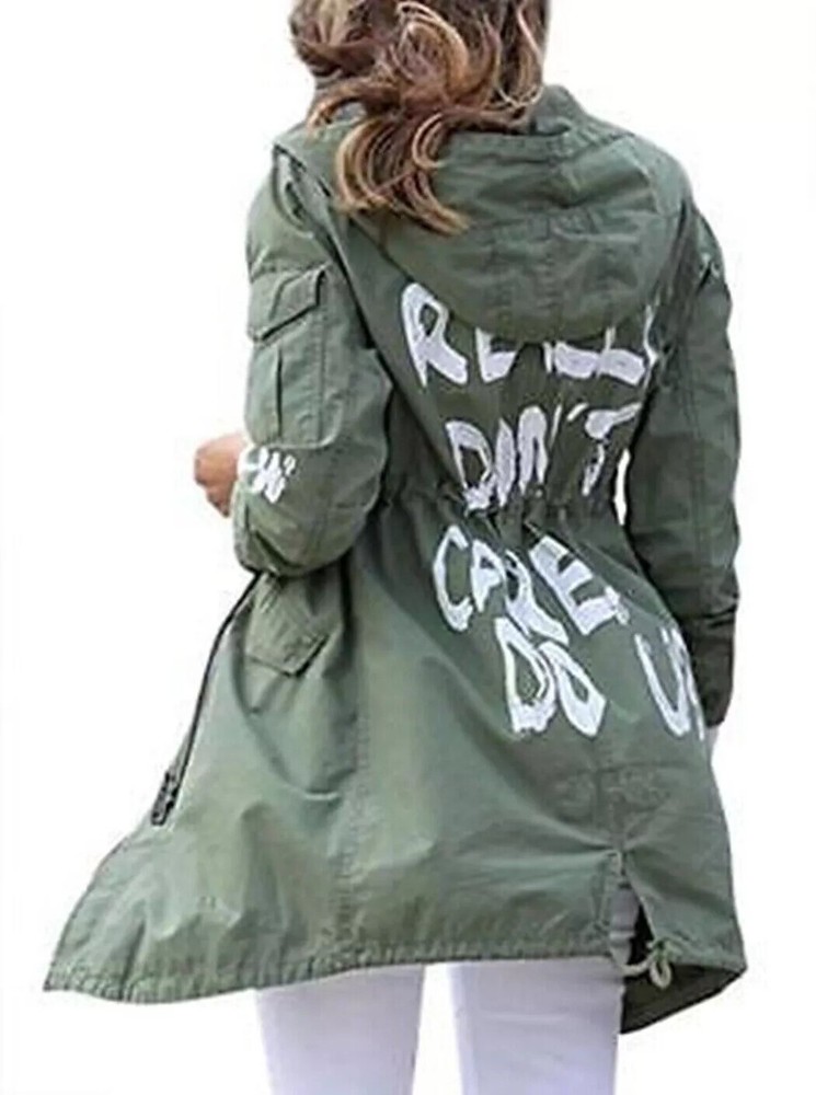 Women's I Really Don't Care Do U Melania Women Trump Mechanic Cargo Olive Jacket
