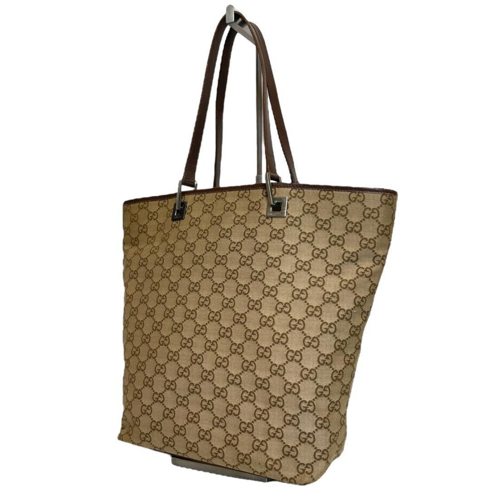 Gucci GG Canvas Tote Bag 2776 with Silver Hardware Pre-Owned