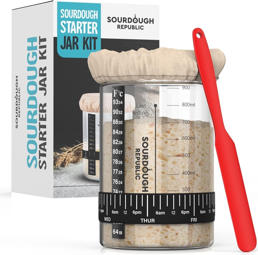 Sourdough Starter Jar Kit, 36 oz, Bread Baking Supplies, Clear