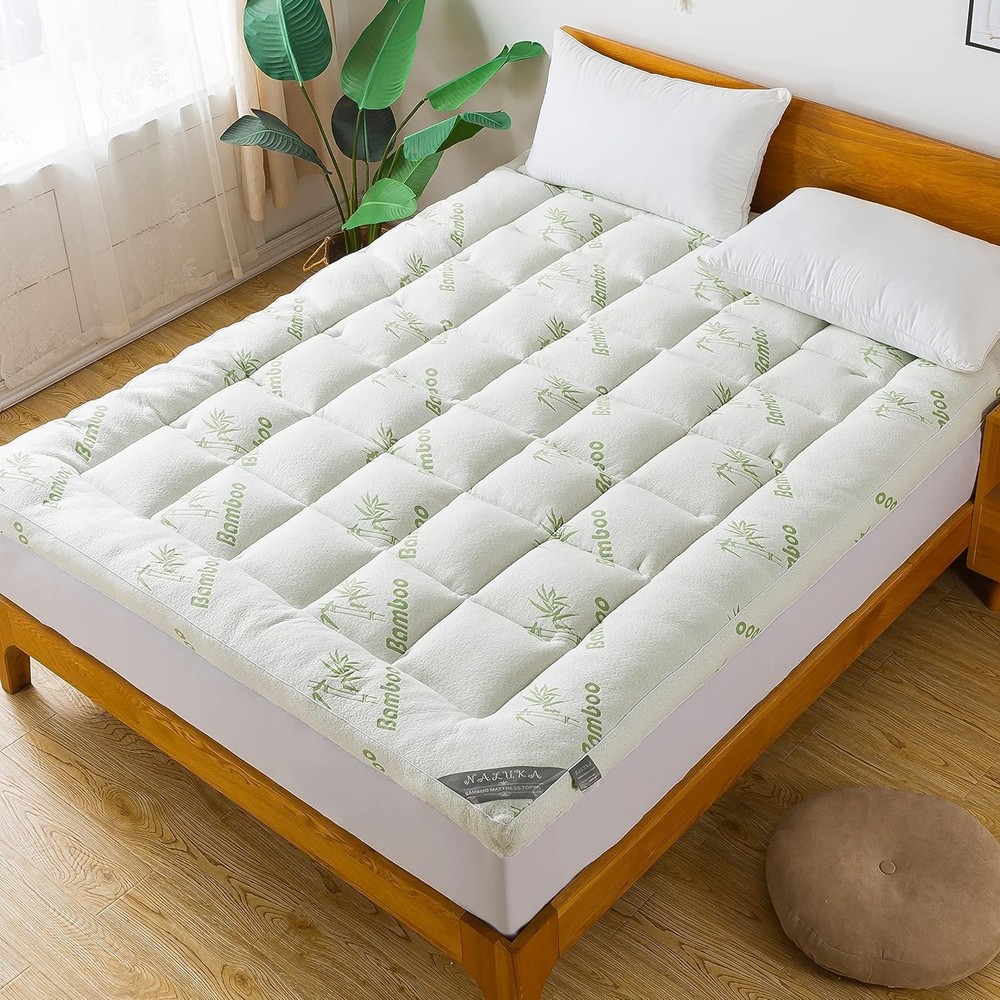 Full Size 3-Inch Cooling Bamboo Viscose Mattress Topper Breathable-image