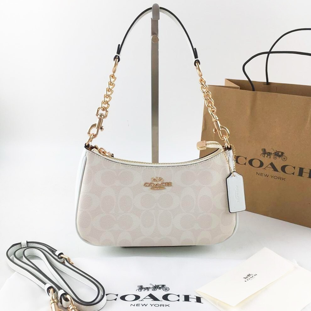 COACH Teri Shoulder Bag In Signature Canvas CA548 White NWT