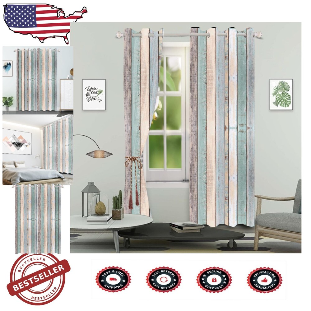 Vintage Farmhouse Room Darkening Curtains 26x84 Elegant Colorful Design