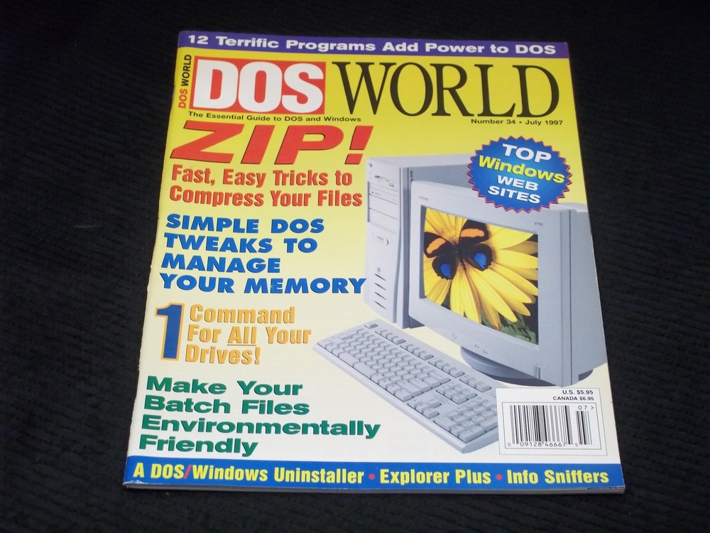 1997 July Dos World Magazine - Zip! Front Cover - H 8838