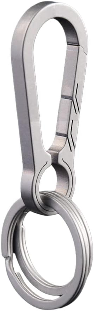 Titanium Key Chain with Stainless Steel Key Rings Carabiners Solid Keychain for