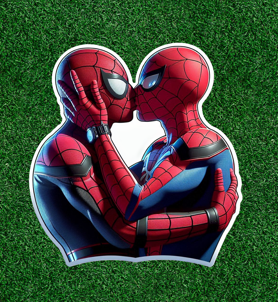 Spiderman kissing Spiderman waterproof vinyl sticker decal - multiple sizes