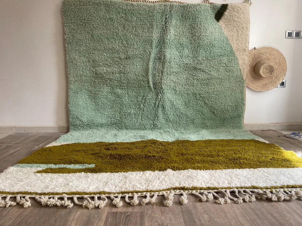 Modern Abstract Moroccan Rug - Pink & Earthy Tones Handmade Wool Carpet