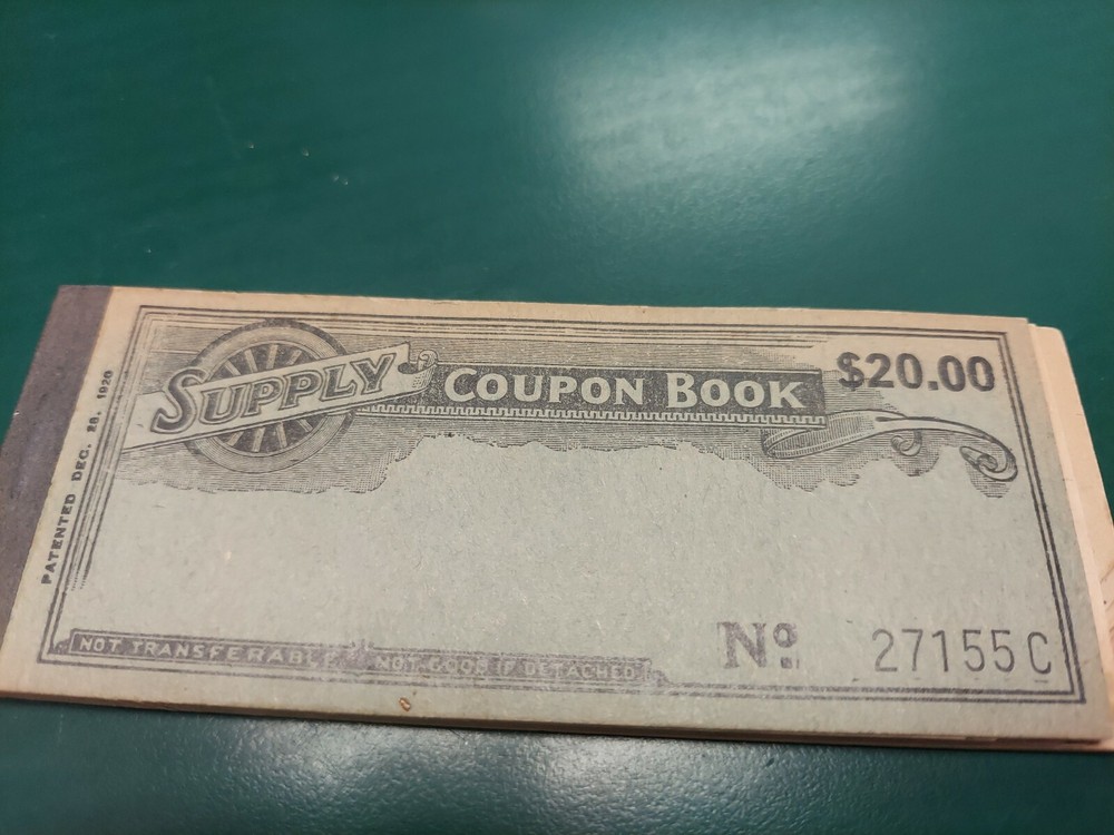 Vintage 1920' s  $ 20.00 Gasoline Coupon Book Supply 27155 C RF3-image