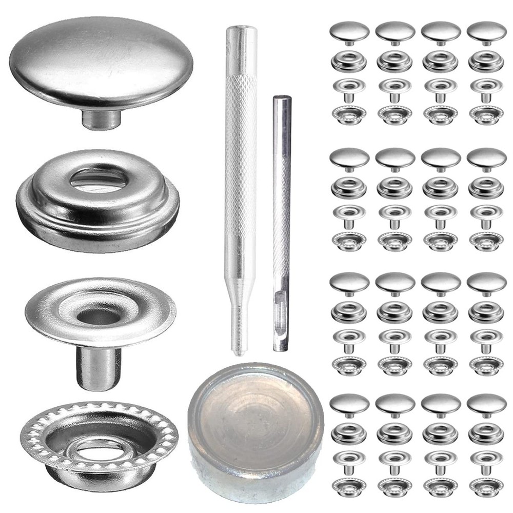 25Sets 12.5mm Stainless Steel Fastener Snap Press Stud Button with Punching T...