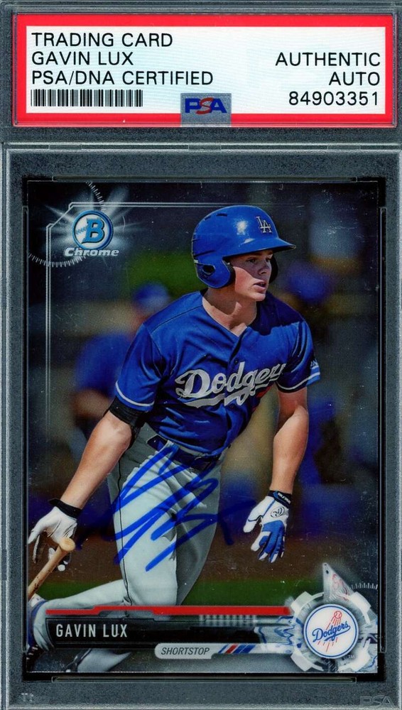 Gavin Lux PSA DNA Coa Signed 2017 Bowman Chrome Rookie Autograph