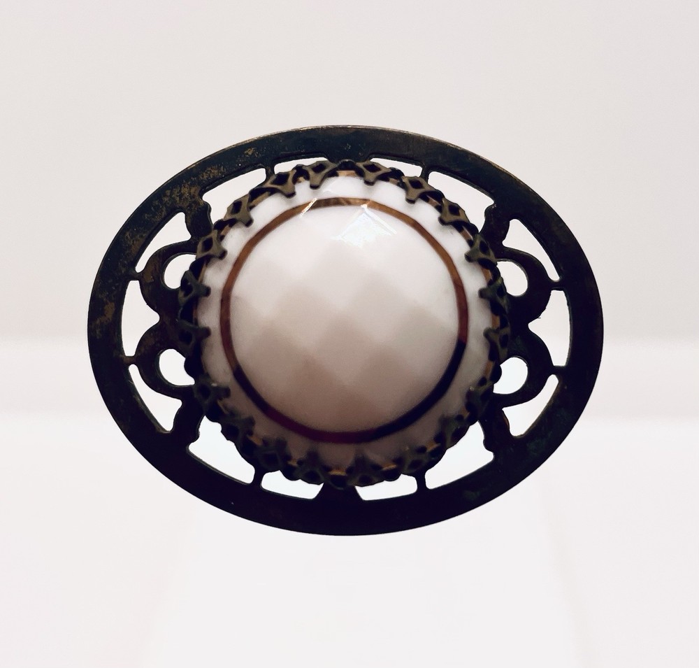 Elegant Milk Glass Hatpin with Floral Design HP-404 Vintage Style