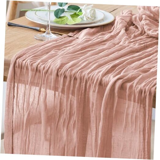 Table Runner Cheesecloth 10FT Boho Gauze Cheese Cloth Rustic 1 Pack Dusty Pink