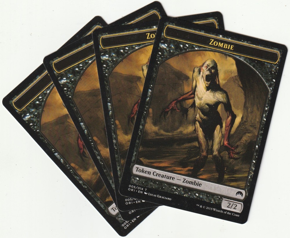 ✪ 4 MAGIC The Gathering ZOMBIE Black Creature Tokens PLAYSET ORI/EN NM/EX