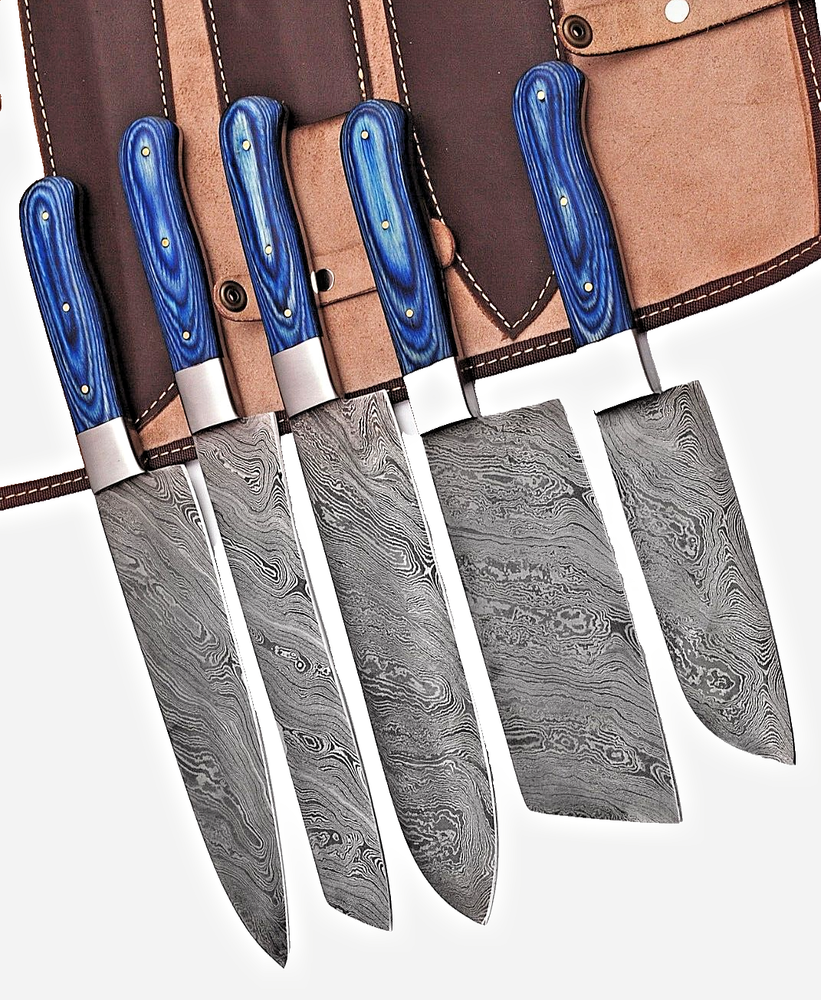 CUSTOM MADE HAND FORGED DAMASCUS STEEL CHEF KNIFE SET KITCHEN KNIVES M 135