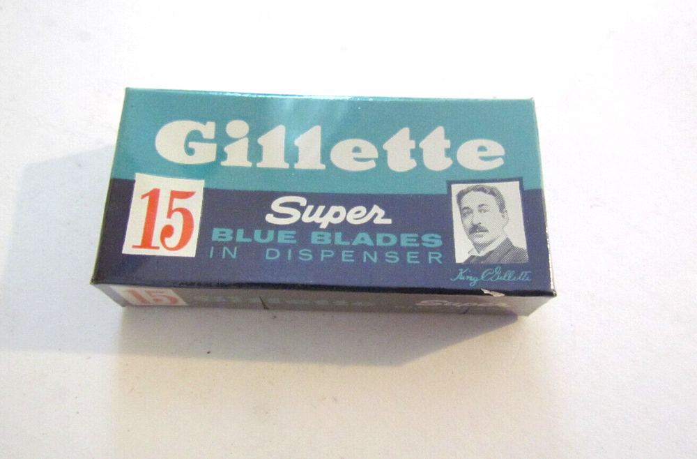 Vintage NOS Gillette 15 Super Blue Razor Blade Dispenser Unopened