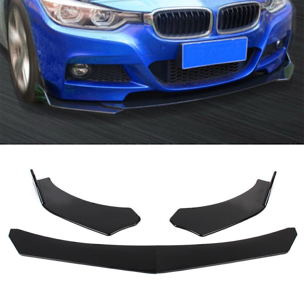 4PCS Front Bumper Lip Chin Spoiler Splitter Body Kit Universal Glossy Black
