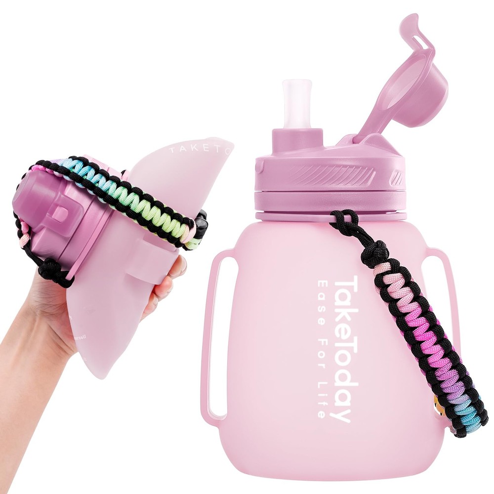 40 OZ Motivational Water Bottle with Straw and Paracord Handle 1.2L Silicone ...