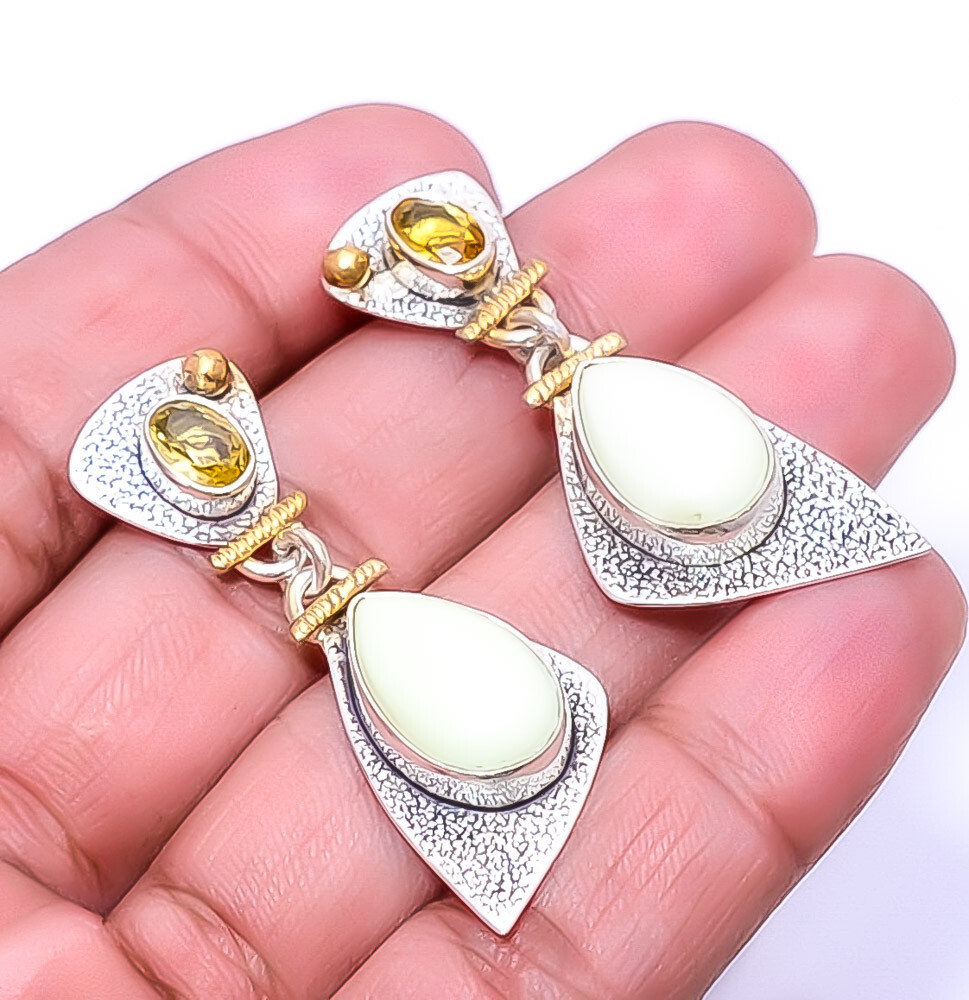 Lemon Chrysoprase - Australia 925 Sterling Silver Earring 1.75