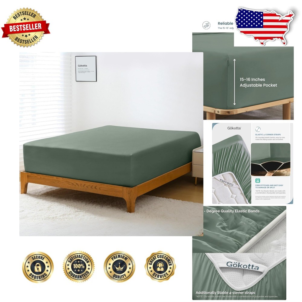 Soft Cooling Bamboo Rayon Full-Size Fitted Sheet with Elastic Corners-image