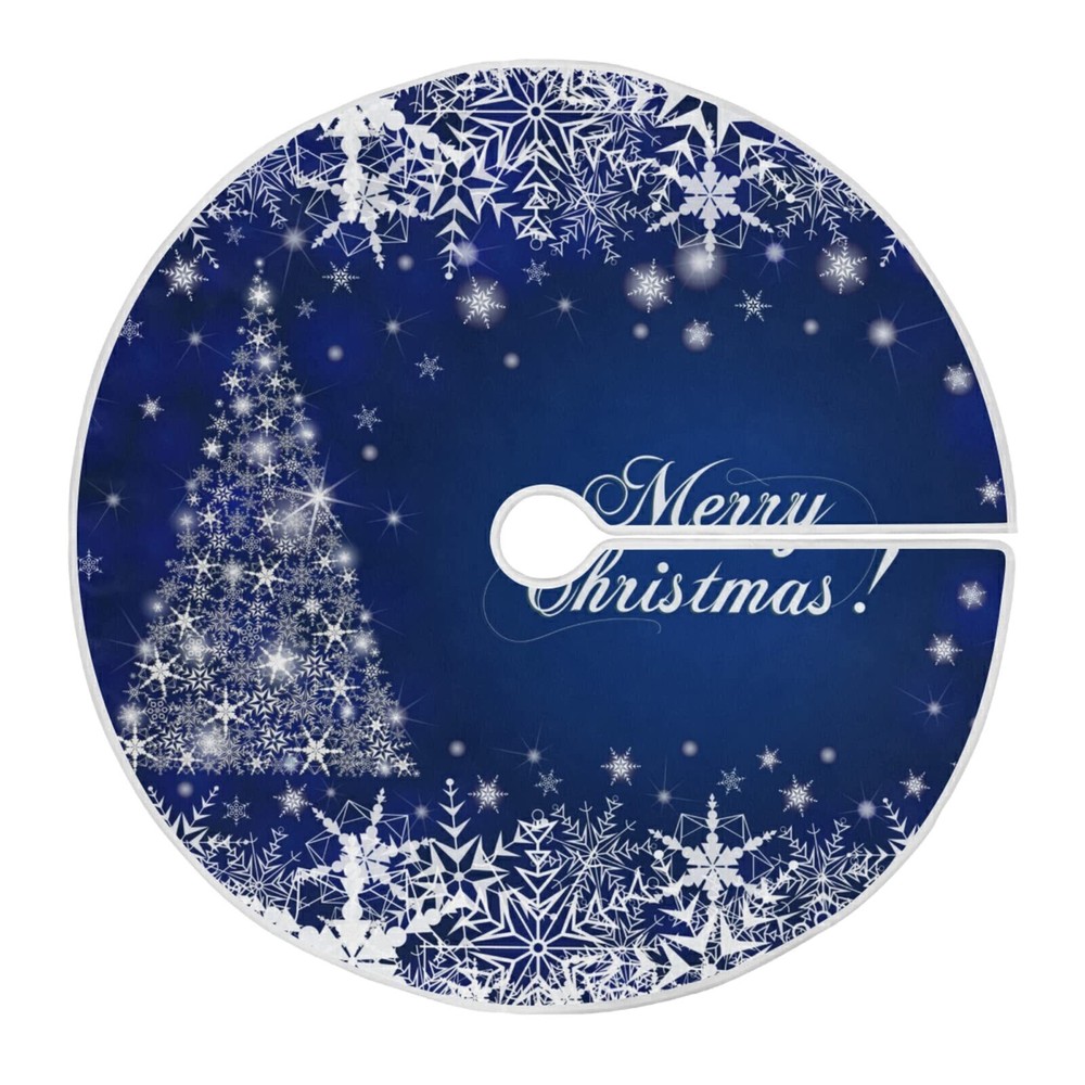 Xigua Christmas Tree Skirt Blue Snowflakes Christmas Tree Skirt for Xmas Holi
