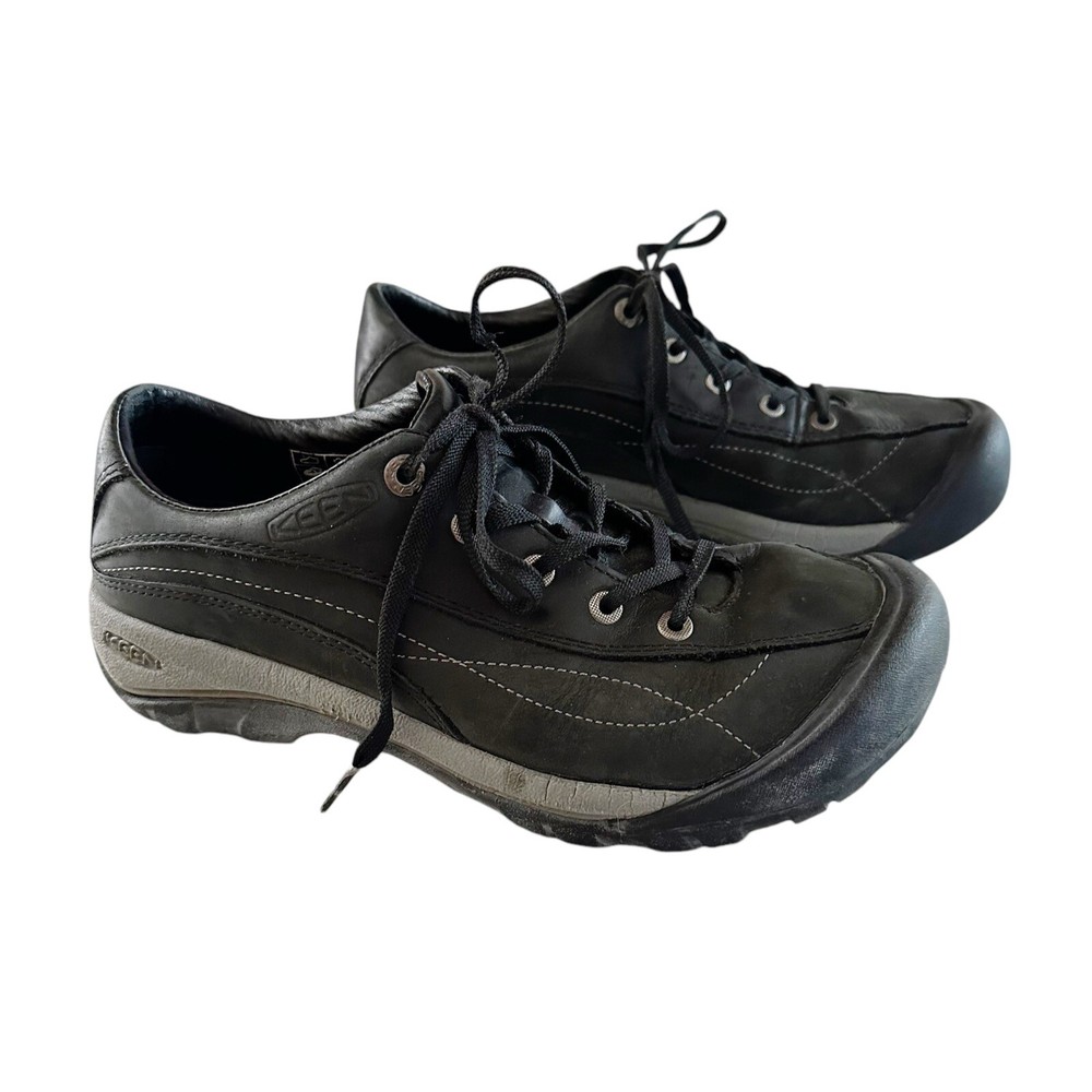 Keen Toya Womens Black Leather Hiking Sneakers with Toe Cap Comfort US 8.5