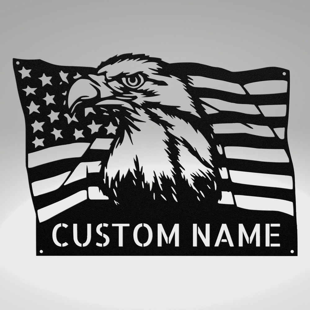 Personalized US Bald Eagle Metal Sign Custom Decor for veterans Home and Office