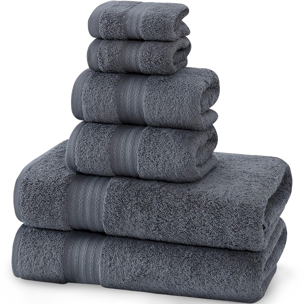 Brizza Flume 6-Piece Cotton Towel Set for Home Bath and Shower