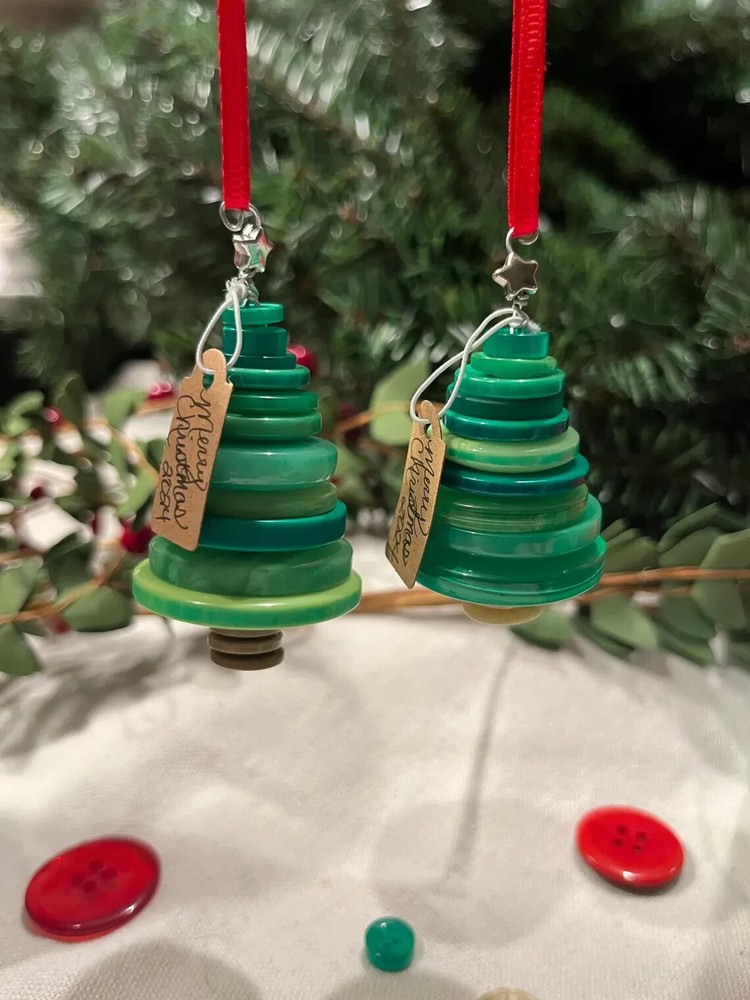Tree Button Ornament | Tree Ornament | Office Gift | Small Ornament Premium