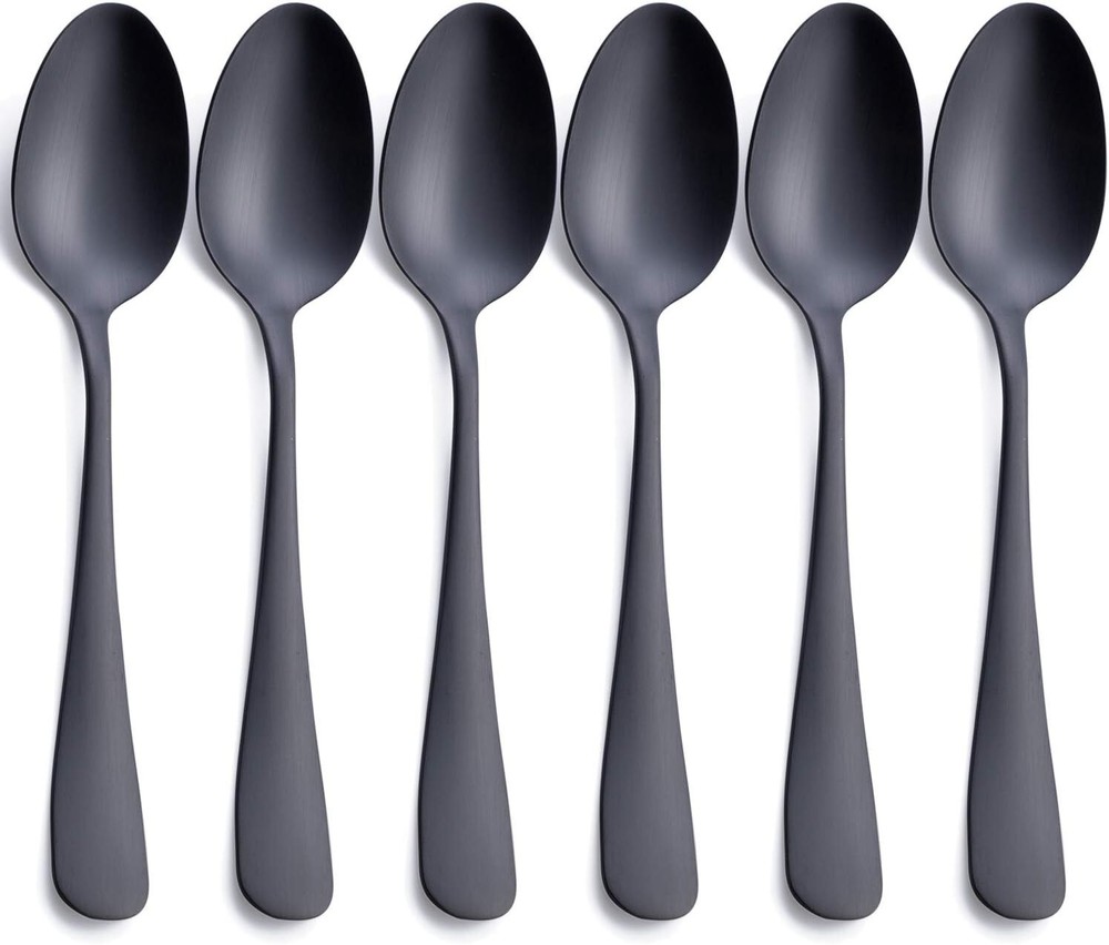 6pcs Matte Black Dinner Spoon Stainless Steel 7.8-inch Flatware spoon Set,HOT