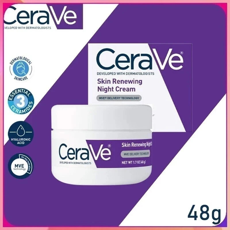 CeraVe Renewing Night Cream 48g with Hyaluronic Acid & Niacinamide Free Shipping