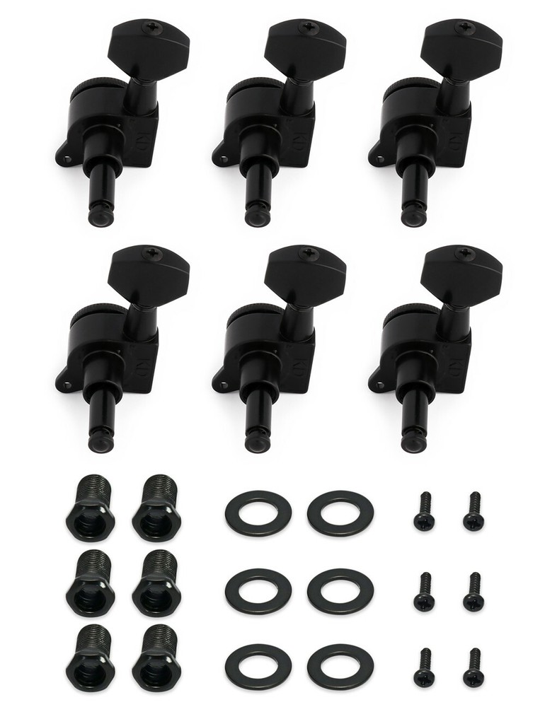 Metallor 6R Inline Tuning Pegs Locking Tuners Keys Machine Heads Black