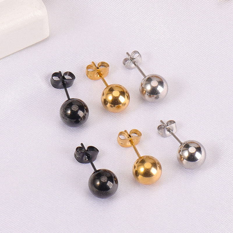 Stud Earrings Punk Round Bead Ear Studs Simple Ear Decor Creative Tragus wi