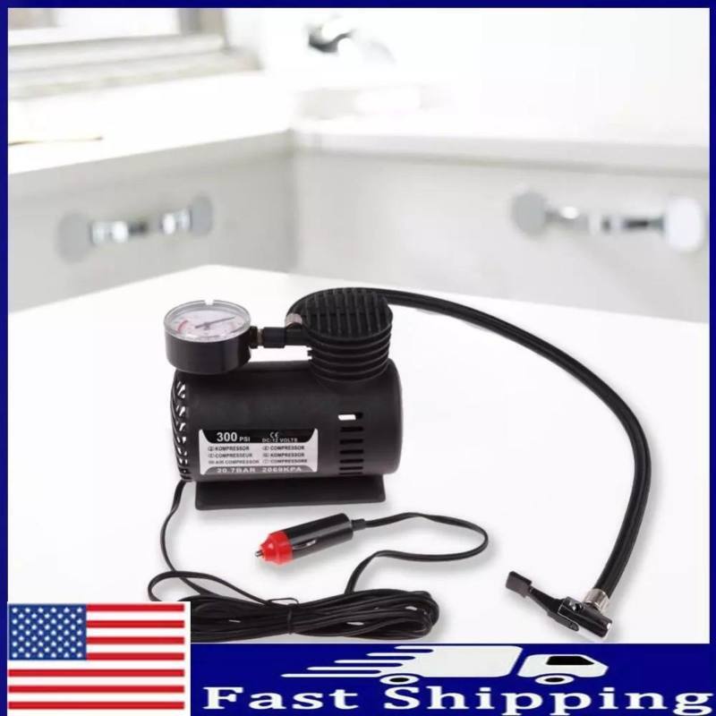 Mini Portable Air Compressor Electric Tire Inflator Pump 12 Volt Car 300PSI