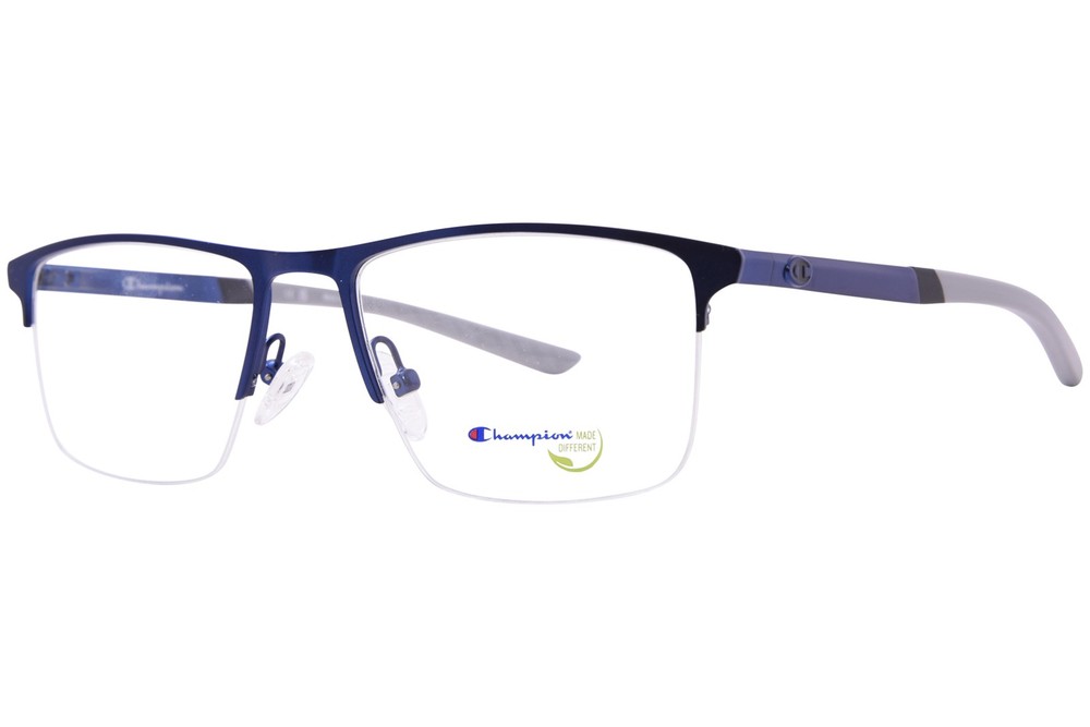 Champion Gel C03 Matte Navy Semi-Rimmed Rectangle Eyeglasses for Men 53mm
