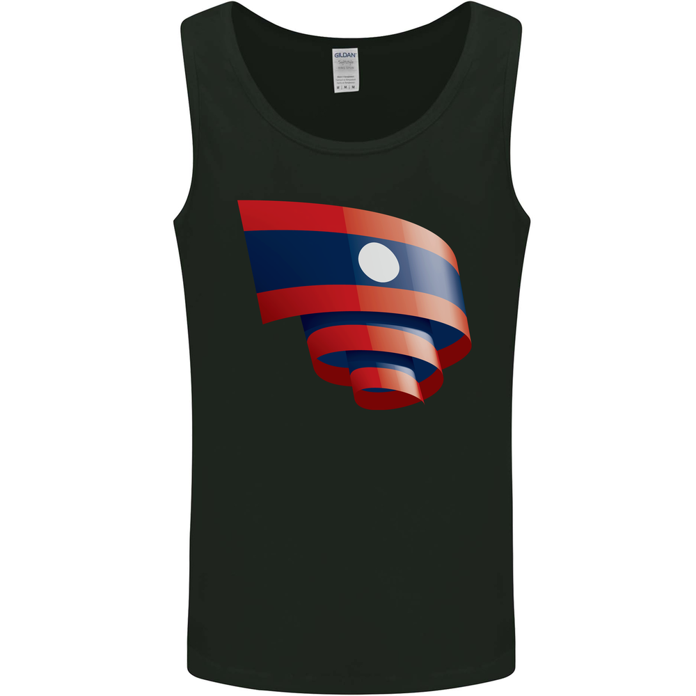 Curled Laos Flag Laotian Day Football Mens Vest Tank Top