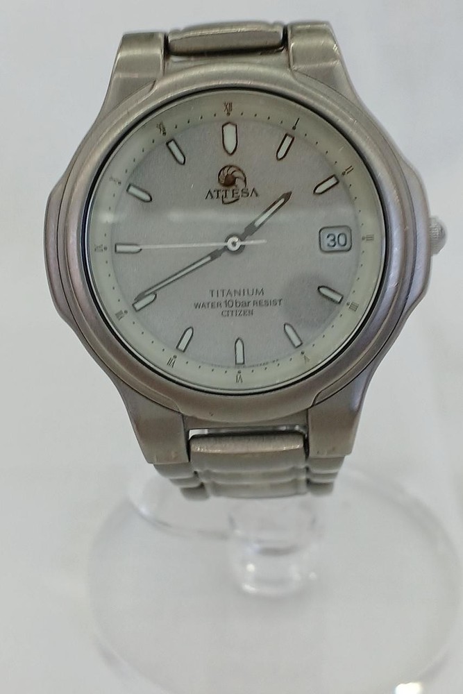 Citizen Attesa Titanium Solar Radio Wave Watch 7875H00559 Mens Gray Dial