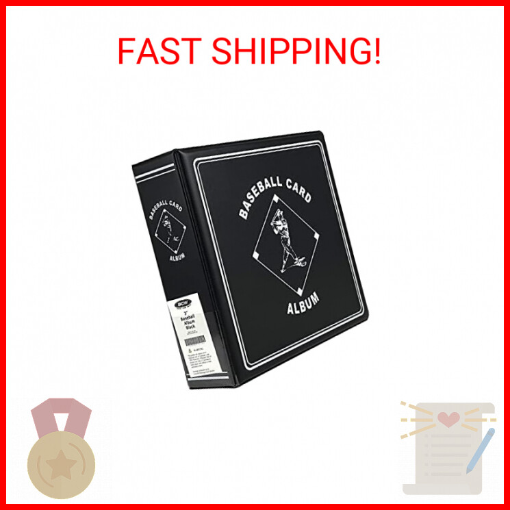 BCW 3 Inch Black Baseball Card Binder Holds 90 Cards Durable Premium Album