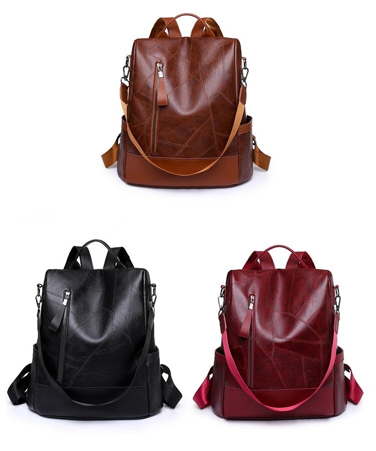 Women's Anti-Theft Faux Leather Backpack Travel Shoulder Rucksack