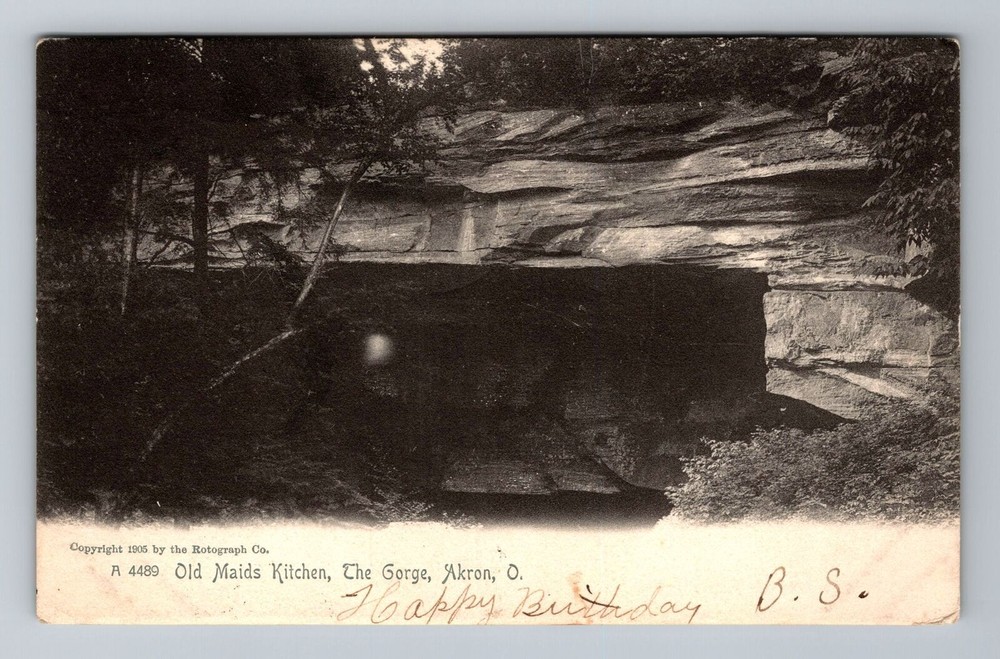 Akron OH-Ohio, Old Maids Kitchen, The Gorge, c1906 Antique Vintage Postcard