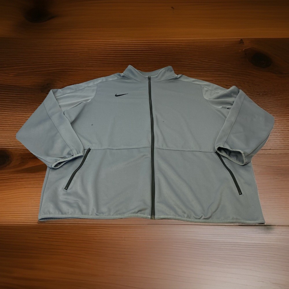 Nike Dri-Fit Men’s 3XL Solid Gray Full Zip Pocket Mock Neck  Sweatshirt