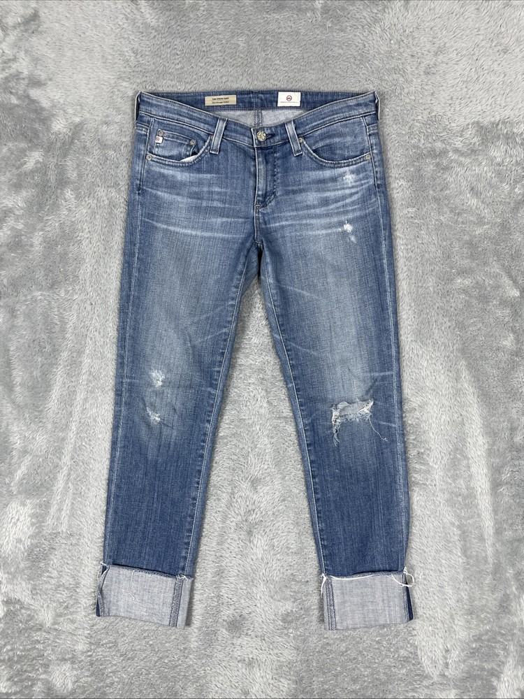 AG Adriano Goldschmied Jeans Women's 27 Blue Stevie Cuff Slim Straight Stretch