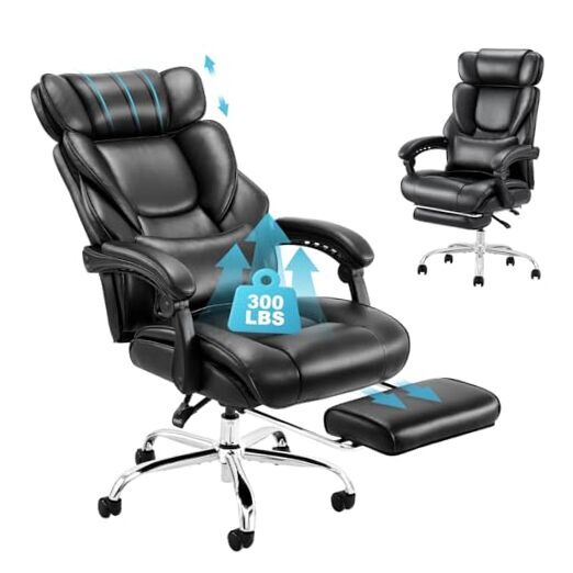 Ergonomic High Back Office Chair with Retractable Footrest for Executive Comfort