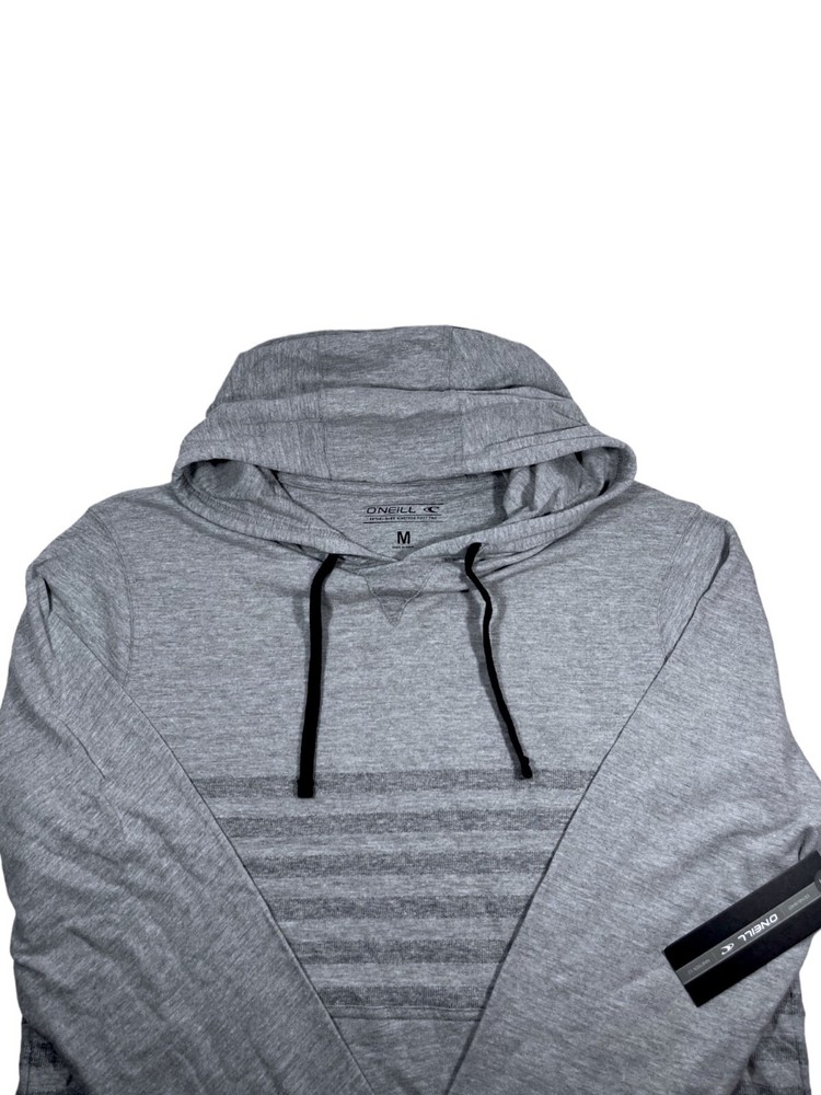 O'NEILL Hoodie Mens M Grey Stripe Colorblock Lightweight Pullover Cotton Blend