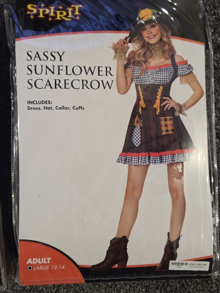 Sunflower Scarecrow Halloween Costume for Women Size Large 12-14
