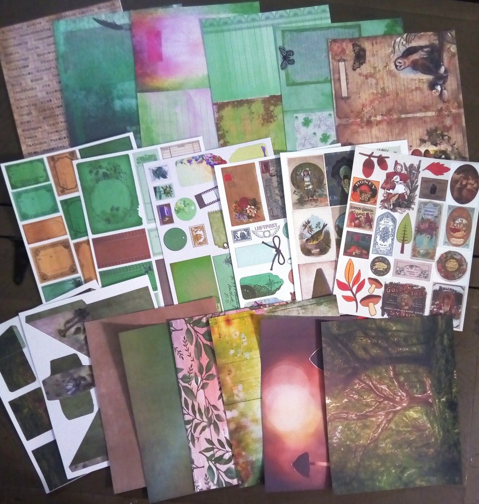 Woodland Garden Trees DIY Kit Junk Journal paper Scrapbook Ephemera Smash garden
