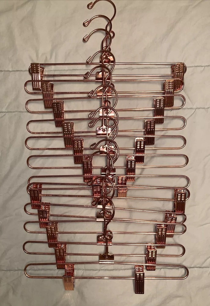 Rose Gold 12 Pack Metal Pants Trousers 12 In Underwear Clothes Hangers Storage