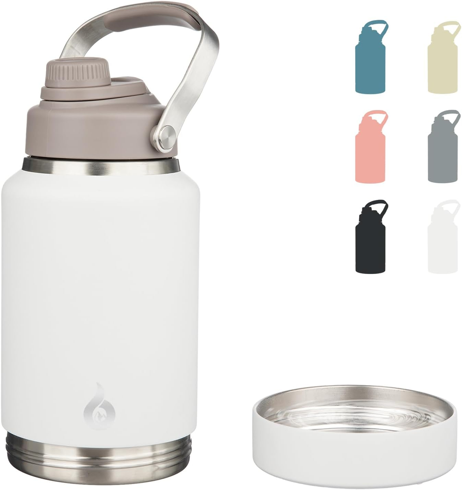 64Oz Insulated Water Bottles, Dishwasher Safe Half Gallon Water Bottle with Meta